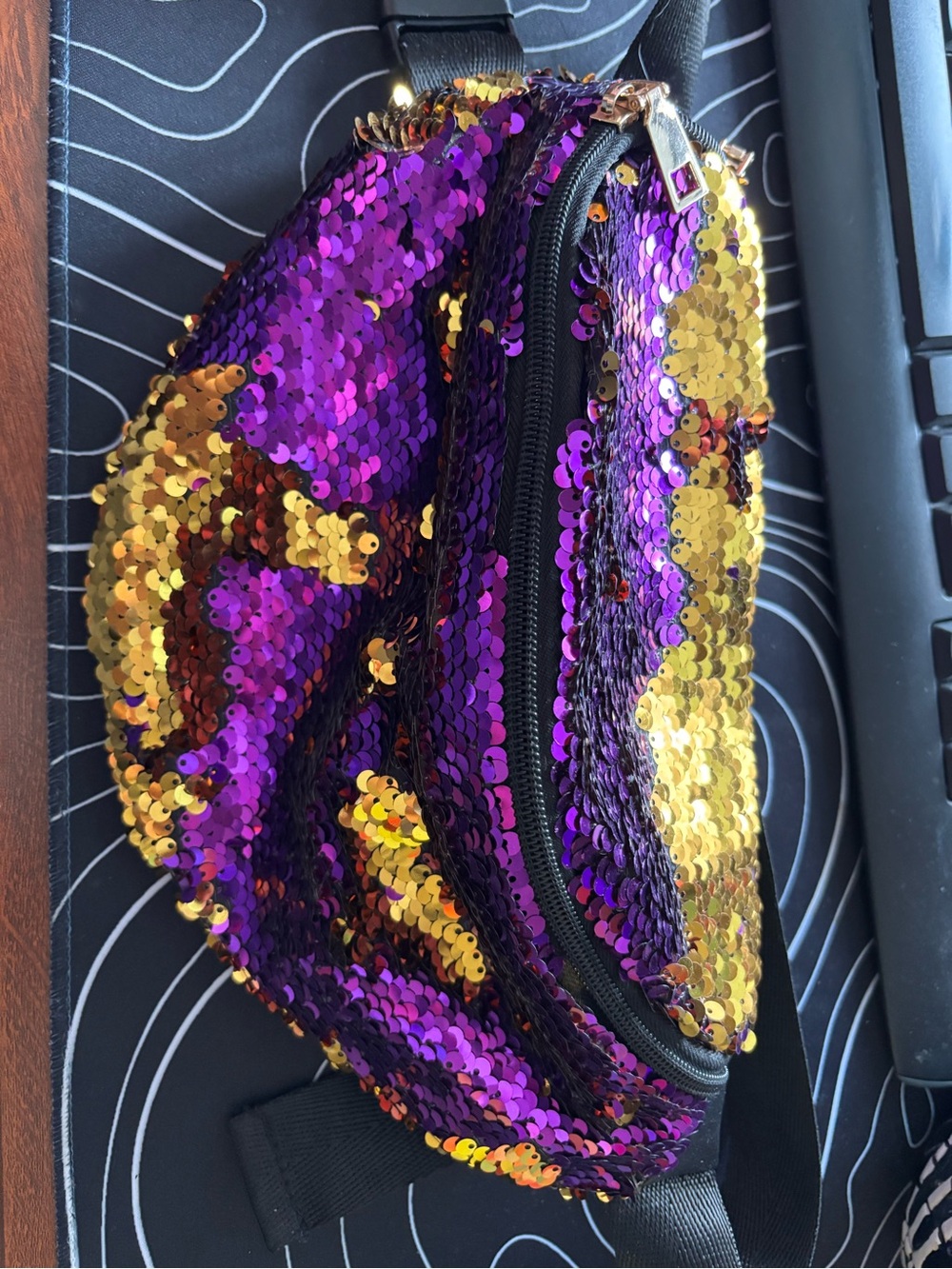 Sequin Fanny Pack - Purple & Gold